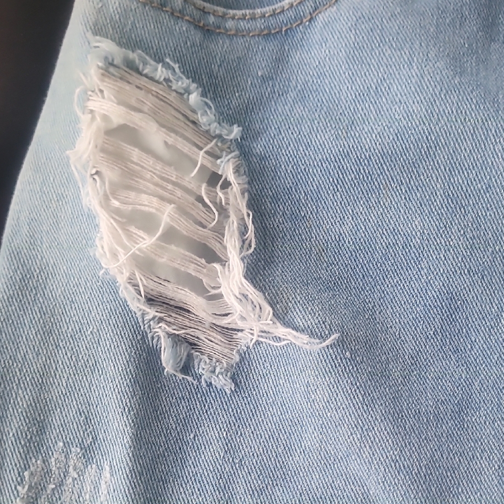 Light Blue Distressed Denim Shorts - Picture 5 of 16